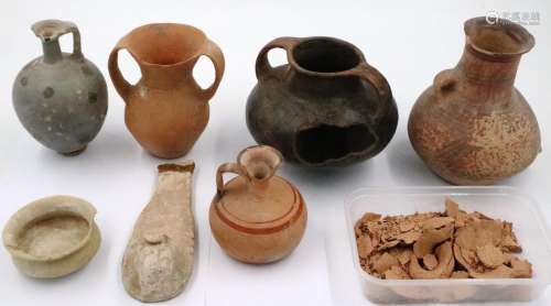 A collection of Neolithic, Han and Tang Dynasty vessels (8),...