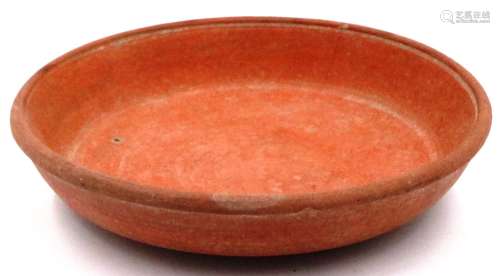 A Han Dynasty shallow terracotta receptacle, D: 19 cm, H: 4 ...