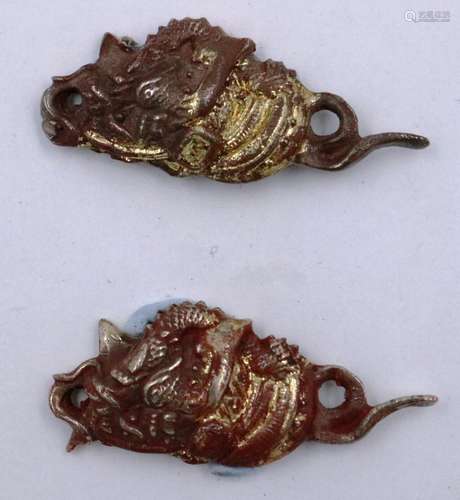 A pair of 19th century gilt metal Menuki, each L: 35 mm. P&a...