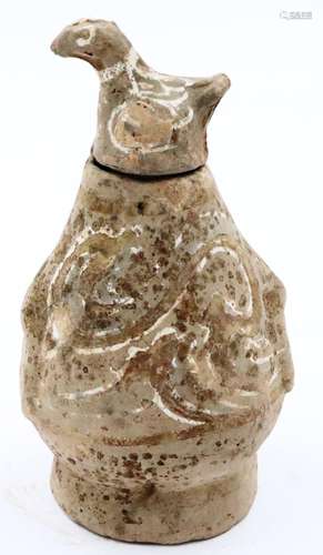 An early covered jar or bottle, of inverted-baluster form, t...