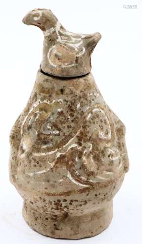 An early covered jar or bottle, of inverted-baluster form, t...