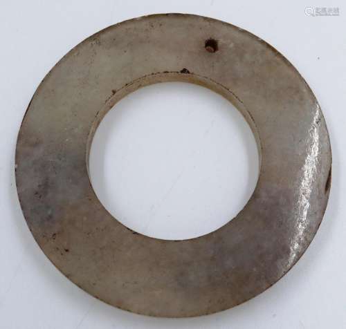 Chinese white jade circular pendant, D: 55 mm. P&P Group...