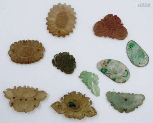 Mixed early Oriental carved jade attachments and buttons, la...