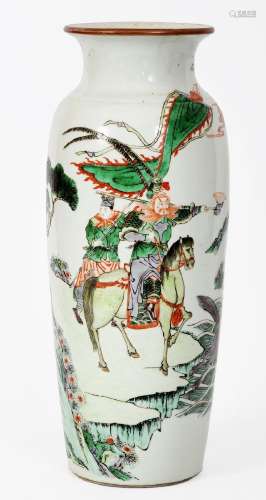 Chine, XIXe siècle Vase rouleau en porcelaine à décor en éma...