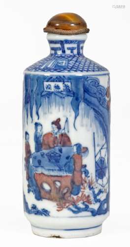 Chine, XIXe siècleSnuff bottle en porcelaine à décor en émau...