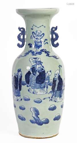 Chine, XIXe siècleVase en porcelaine à décor en émaux bleu-b...