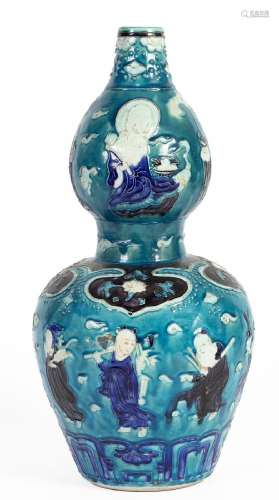 Chine, XIXe siècleVase double gourde en porcelaine à décor e...