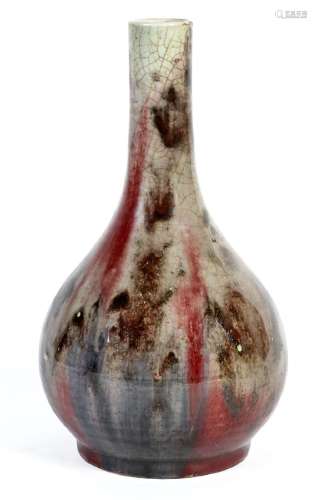 Chine, XIXe siècleVase bouteille en porcelaine en émaux flam...