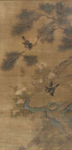 Chine, XVIIIe-XIXe siècleEncre et couleur sur soie Oiseaux s...