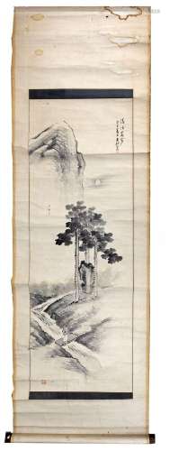 Chine, XXe siècleEncre sur papier montée en rouleauHomme sur...