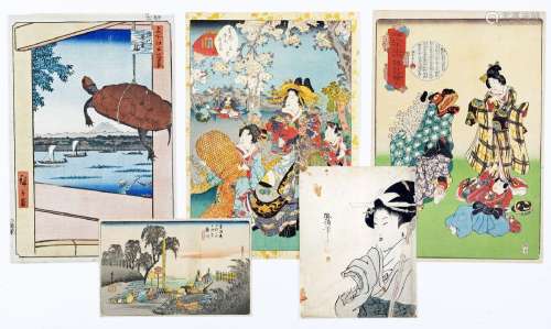 Japon, Epoque Meiji (1868-1912)Important lot de 8 estampes j...