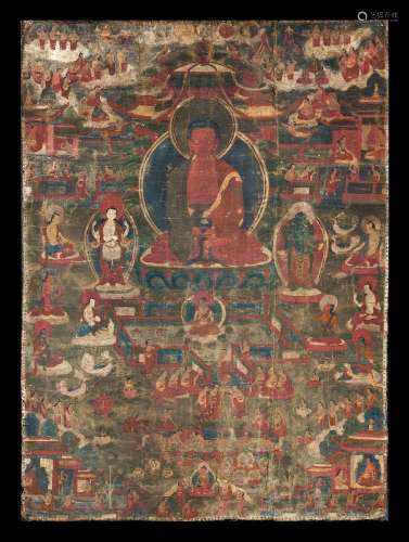 Tibet, XVIIIe siècleThankaBouddha entouré de divinitésDimens...