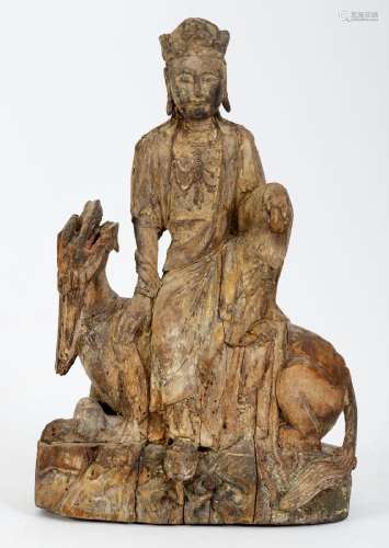 Chine, Epoque Ming (1368-1644)Statue de Guanyin en bois scul...