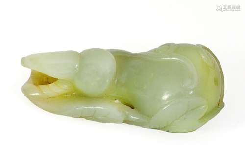 Chine, XIXe siècleSculpture en jade pâle représentant un fru...