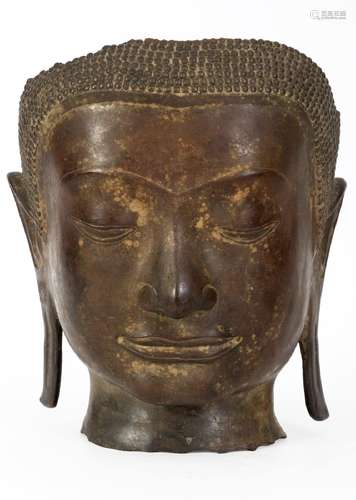 Thailande, XVII-XVIIIe siècleTête de Bouddha en bronzeHauteu...