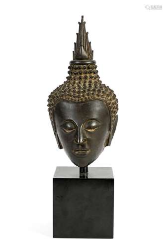 Thailande, XVII-XVIIIe siècleTête de Bouddha en bronzeHauteu...