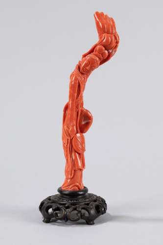 ☼A carved coral figure. China, late 19th century