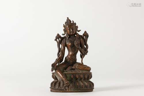 A dark patina bronze Tara. Tibet, early 19th century
