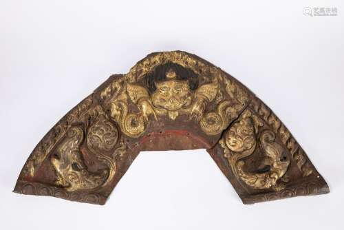 A gilt copper repoussé Torana. Tibet early 19th century