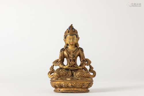 A gilt bronze Amitayus. China, late 18th century