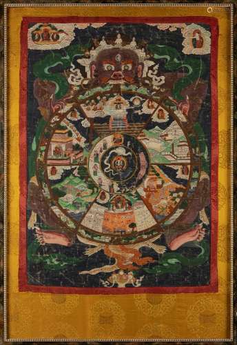 A thangka depicting the Wheel of Life. Tibet, 19th century