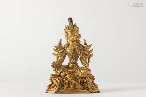 A gilt bronze Green Tara. Tibet, 19th century