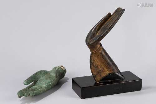 Two bronze "Buddha's hands". South East Asia, 18/1...