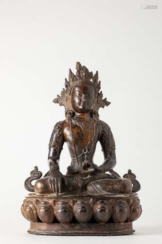 A bronze Buddha. China/Tibet, 19th century