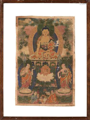 A Thangka depicting Shakyamuni Buddha. China, early 19th cen...