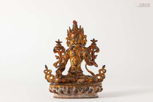 A gilt-lacquered bronze Buddha. Tibet, 19th century