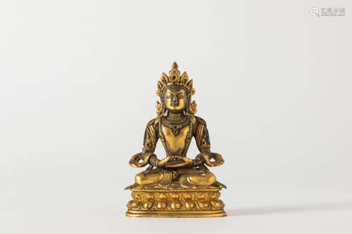 A gilt bronze Buddha. Tibet, 19th century