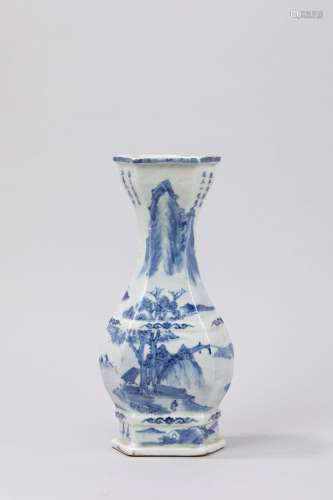 Blue and white porcelain vase, inscribed. China, 19th centur...