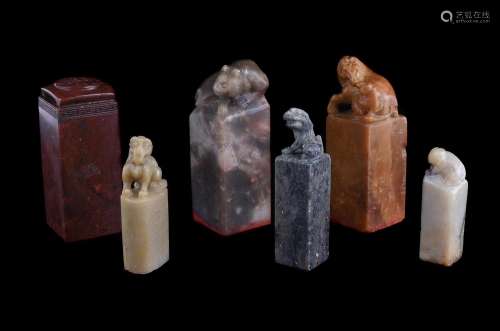 A group of various Chinese soapstone seals