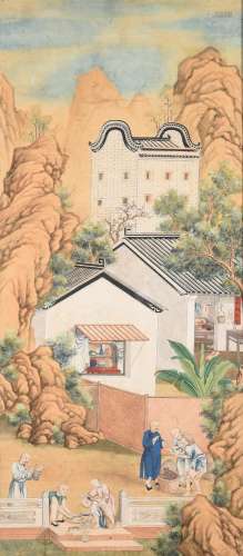 A Chinese wallpaper 'cat and rat' panel