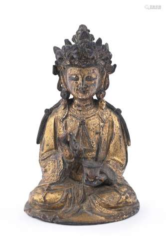 A Chinese gilt-bronze figure of Guanyin