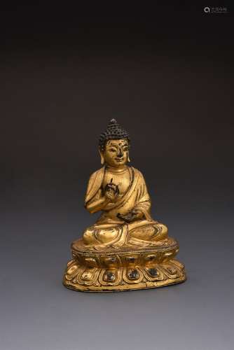 A good Sino-Tibetan gilt-bronze Buddha