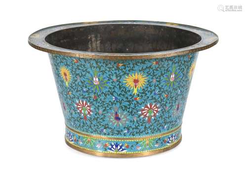 A large Chinese cloisonné basin