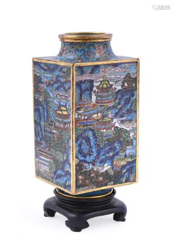 A Chinese cloisonne square vase