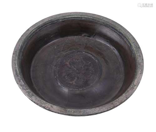 A rare Chinese painted lacquer circular dish