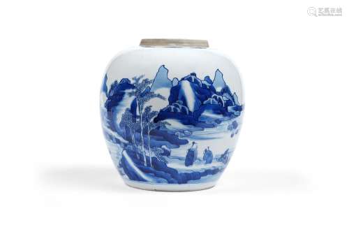 A large Chinese blue and white ginger jar