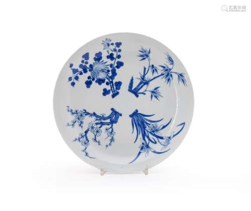 A Chinese blue and white 'Four Seasons' dish