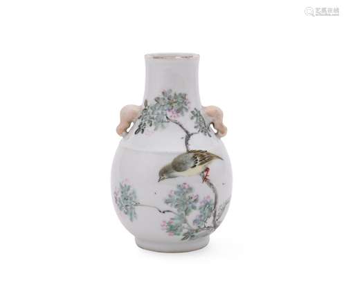 A Chinese qianjiang style twin handled vase