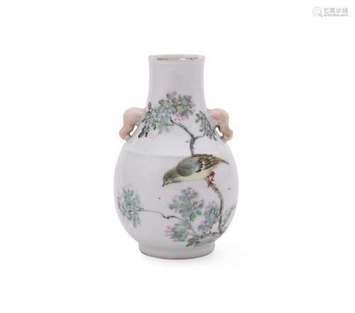 A Chinese qianjiang style twin handled vase
