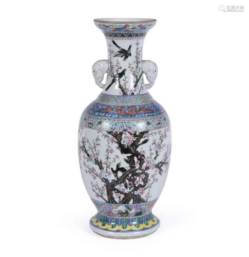A large Chinese famille rose and doucai vase