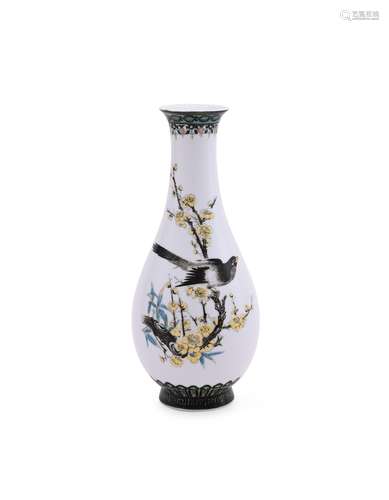 A Chinese enamelled 'Magpie' vase