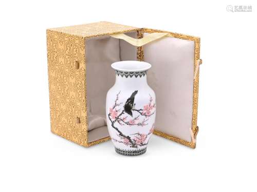 A Chinese enamelled 'Magpie' vase