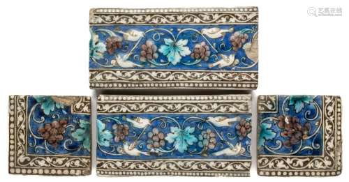 □ FOUR QAJAR BORDER TILES