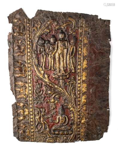 A COPPER REPOUSSE FRAGMENT FROM A SHRINE