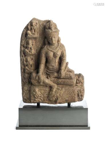 A PALA GREY STONE FRAGMENTARY STELE DEPICTING TARA