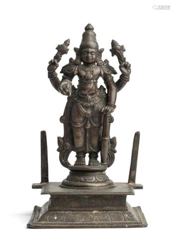 A BRONZE FIGURE OF VISHNU